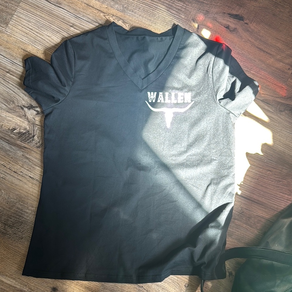 Black V-Neck T-Shirt with Wallen Logo